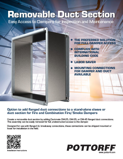 Removable Duct Section for Easy Access to Dampers for Inspection and Maintenance